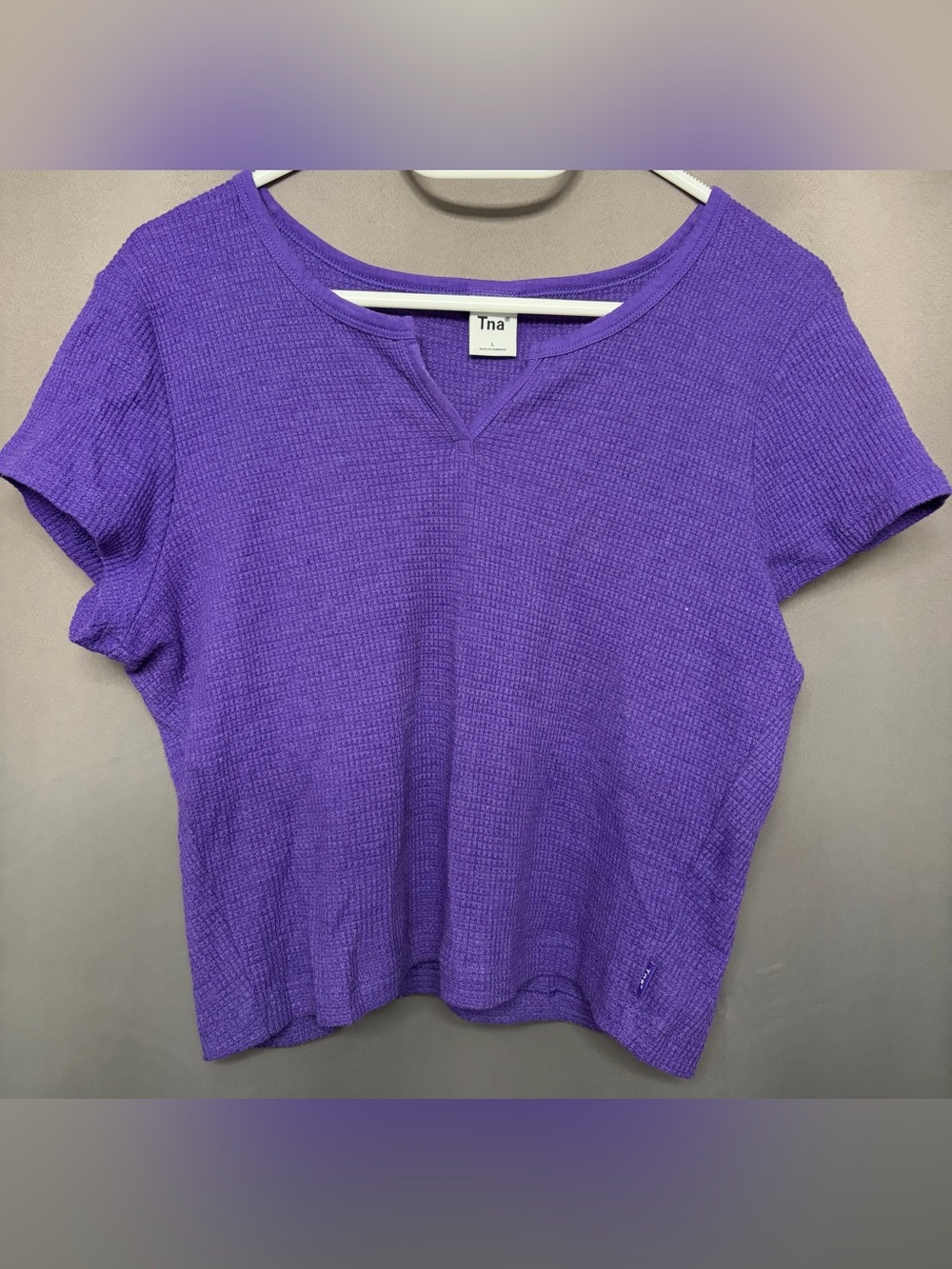 Purple TNA Waffle Knit Cropped Tee | Size L